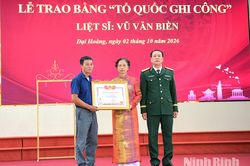 Xã Đại Hoàng tổ chức Lễ trao Bằng “Tổ quốc ghi công” đối với liệt sĩ Vũ Văn Biền