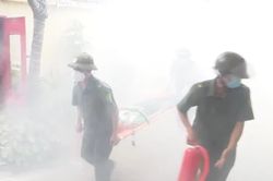 Phường Phú Lương, Hà Nội: Thực tập phương án chữa cháy, CNCH tại nhà ở kết hợp kinh doanh trong ngõ hẹp