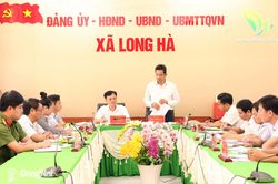 Ủy viên Ban Thường vụ Thành ủy, Chủ nhiệm Ủy ban Kiểm tra Thành ủy Trần Trung Nhân làm việc tại xã Long Hà