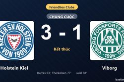 Thống kê trận đấu Holstein Kiel 3-1 Viborg: Holstein Kiel ngược dòng ngoạn mục