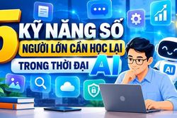 Infographic 5 kỹ năng số người lớn cần học lại trong thời đại AI