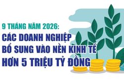 Infographics: 9 tháng, các doanh nghiệp bổ sung vào nền kinh tế hơn 5 triệu tỷ đồng