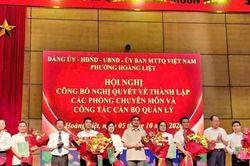 Phường Hoàng Liệt công bố Nghị quyết thành lập các phòng chuyên môn