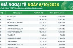 Tỷ giá ngoại tệ ngày 6/10: USD ở mức 26.190 đồng, bảng Anh áp sát 34.900 đồng