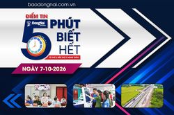 Điểm tin '5 phút biết hết' sáng 7-10: Thành phố Đồng Nai tập trung các giải pháp tăng trưởng kinh tế những tháng cuối năm