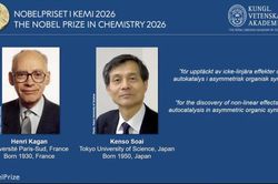 Nobel Hóa học 2026 vinh danh hai nhà khoa học Pháp, Nhật Bản