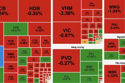 VN-Index giảm hơn 14 điểm, nhóm tài chính và bất động sản gây áp lực