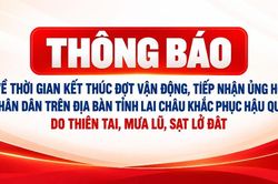 Thông báo về thời gian kết thúc đợt vận động, tiếp nhận ủng hộ nhân dân trên địa bàn tỉnh Lai Châu khắc phục hậu quả do thiên tai, mưa lũ, sạt lở đất
