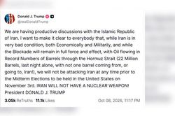 Tổng thống Mỹ tuyên bố không tấn công Iran trước cuộc bầu cử giữa nhiệm kỳ
