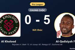 Đè bẹp Al Kholood, Al-Qadisiyah FC củng cố hạng 4 còn chủ nhà dậm chân