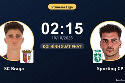 TRỰC TIẾPTrực tiếp SC Braga vs Sporting CP: Đội hình xuất phát