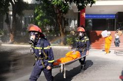 Điện lực Cao Bằng thực tập phương án phòng cháy, chữa cháy và cứu nạn, cứu hộ