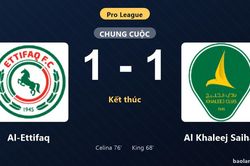 Thống kê trận đấu Al-Ettifaq 1-1 Al Khaleej Saihat: Hai đội chia điểm