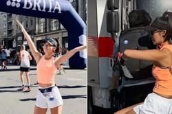 Một VĐV Trung Quốc bị phát hiện lén ngồi xe đạp trong khi thi chạy marathon