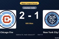 Thống kê trận đấu Chicago Fire 2-1 New York City FC: Chicago Fire ngược dòng ngoạn mục