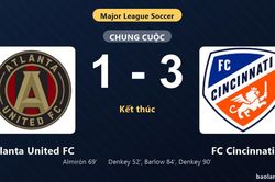 Thống kê trận đấu Atlanta United FC 1-3 FC Cincinnati: Kevin Denkey tỏa sáng, FC Cincinnati giành trọn 3 điểm