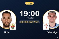 TRỰC TIẾPTrực tiếp Elche vs Celta Vigo: Hiệp 2 bắt đầu, hòa 0-0