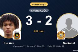 Ngược dòng nghẹt thở thắng Nacional 3-2, Rio Ave áp sát đối thủ ở nhóm cuối bảng