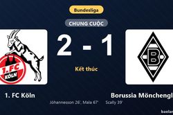 Thống kê trận đấu 1. FC Köln 2-1 Borussia Mönchengladbach: Said El Mala tỏa sáng, 1. FC Köln giành trọn 3 điểm