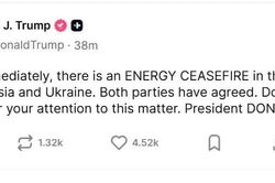 Ông Trump tuyên bố Nga và Ukraine đạt thỏa thuận ngừng tấn công cơ sở năng lượng