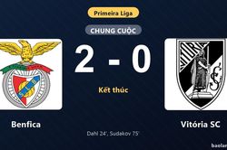 Thống kê trận đấu Benfica 2-0 Vitória SC: Heorhii Sudakov tỏa sáng, Benfica giành trọn 3 điểm