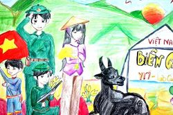 Học sinh vùng cao Y Tý vẽ tranh 'Cháu yêu chú bộ đội Biên phòng'