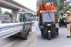 Xử lý xe ba bánh chở hàng cồng kềnh vào nội thành Hà Nội
