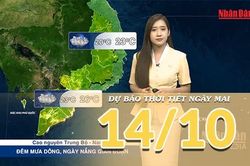 [Video] Dự báo thời tiết đêm nay và ngày mai 14/10/2026: Bắc Bộ ngày mai hửng nắng, Trung Bộ còn mưa lớn cục bộ,