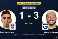 Ngược dòng hạ Newcastle Jets, Gamba Osaka vươn lên nhì bảng AFC Champions League Elite