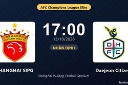 Nhận định SHANGHAI SIPG vs Daejeon Citizen: Cơ hội bám đuổi ngôi đầu