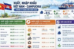 9 tháng, Việt Nam đảo chiều xuất siêu 140 triệu USD sang Campuchia