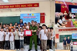 Công an xã đến trường nâng đỡ ước mơ học trò nghèo học giỏi