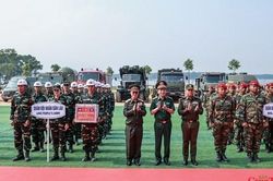 Bộ trưởng Bộ Quốc phòng ba nước Việt Nam - Lào - Campuchia dự diễn tập phòng thủ dân sự năm 2026