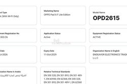 OPPO Pad 6 F Lite Edition vừa đạt chứng nhận TDRA, chuẩn bị ra mắt tại thị trường quốc tế