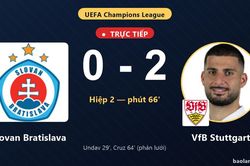 TRỰC TIẾPTrực tiếp Slovan Bratislava vs VfB Stuttgart: VfB Stuttgart nhân đôi cách biệt