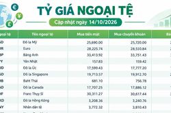 Tỷ giá ngoại tệ ngày 14/10: Bảng Anh vượt 34.800 đồng, USD bán ra 26.100 đồng