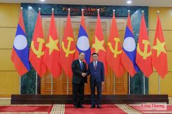 Toàn cảnh Lễ đón Thường trực Ban Bí thư Trung ương Đảng Nhân dân Cách mạng Lào Vilay Lakhamphong