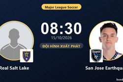 TRỰC TIẾPTrực tiếp Real Salt Lake vs San Jose Earthquakes: Đội hình xuất phát