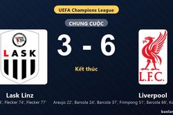 Thống kê trận đấu Lask Linz 3-6 Liverpool: Liverpool thắng đậm thuyết phục