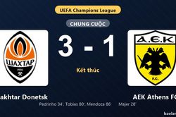 Thống kê trận đấu Shakhtar Donetsk 3-1 AEK Athens FC: Shakhtar Donetsk ngược dòng ngoạn mục