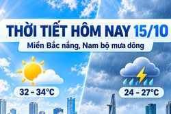 Thời tiết hôm nay 15/10: Miền Bắc nắng đến 34 độ C, Nam bộ mưa dông chiều tối