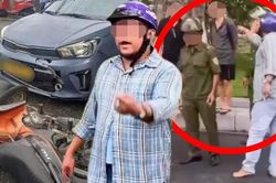Người đàn ông đi xe máy ngược chiều, bóp cổ, đánh tài xế ô tô sau va chạm