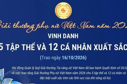 Giải thưởng phụ nữ Việt Nam năm 2026: Vinh danh 5 tập thể và 12 cá nhân xuất sắc