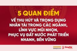 [Infographic] 5 quan điểm về thu h&uacute;t v&agrave; trọng dụng nh&acirc;n t&agrave;i trong c&aacute;c ng&agrave;nh, lĩnh vực mũi nhọn, phục vụ đất nước ph&aacute;t triển nhanh, bền vững