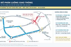 Phân luồng giao thông nút giao đường Bắc Kạn và đường Bắc Sơn, phục vụ thi công cầu Gia Bảy