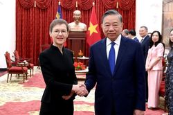 [Ảnh] Tổng B&iacute; thư, Chủ tịch nước T&ocirc; L&acirc;m tiếp Thủ tướng C&ocirc;ng quốc Liechtenstein Brigitte Haas
