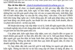C&ocirc;ng khai địa chỉ thư điện tử Chủ tịch UBND tỉnh tiếp nhận kiến nghị của người d&acirc;n, doanh nghiệp
