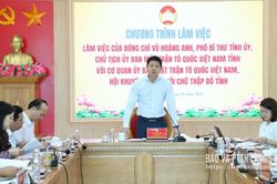 L&atilde;nh đạo tỉnh l&agrave;m việc với cơ quan Ủy ban MTTQ Việt Nam tỉnh v&agrave; c&aacute;c hội về một số nội dung nhiệm vụ, hoạt động