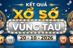 XSVT 20/10 - Kết quả xổ số Vũng T&agrave;u h&ocirc;m nay 20/10/2026