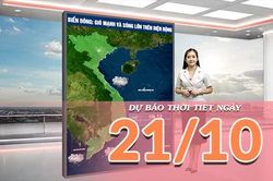 [Video] Dự b&aacute;o thời tiết ng&agrave;y 21/10/2026: Bắc Bộ nhiều m&acirc;y, Trung Bộ v&agrave; Nam Bộ chiều tối c&oacute; mưa d&ocirc;ng